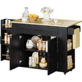 Kitchen Island with Storage, 47.2in Rolling Island on Wheels, Kitchen Cart with Drop Leaf, Drawer and Towel Rack for Home, Dinin